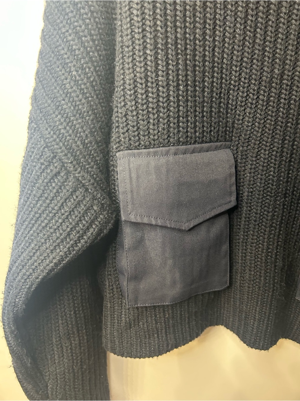 Zara Women’s Navy Blue Chunky Turtleneck Sweater with Large Pockets, Size Large - Picture 5 of 12